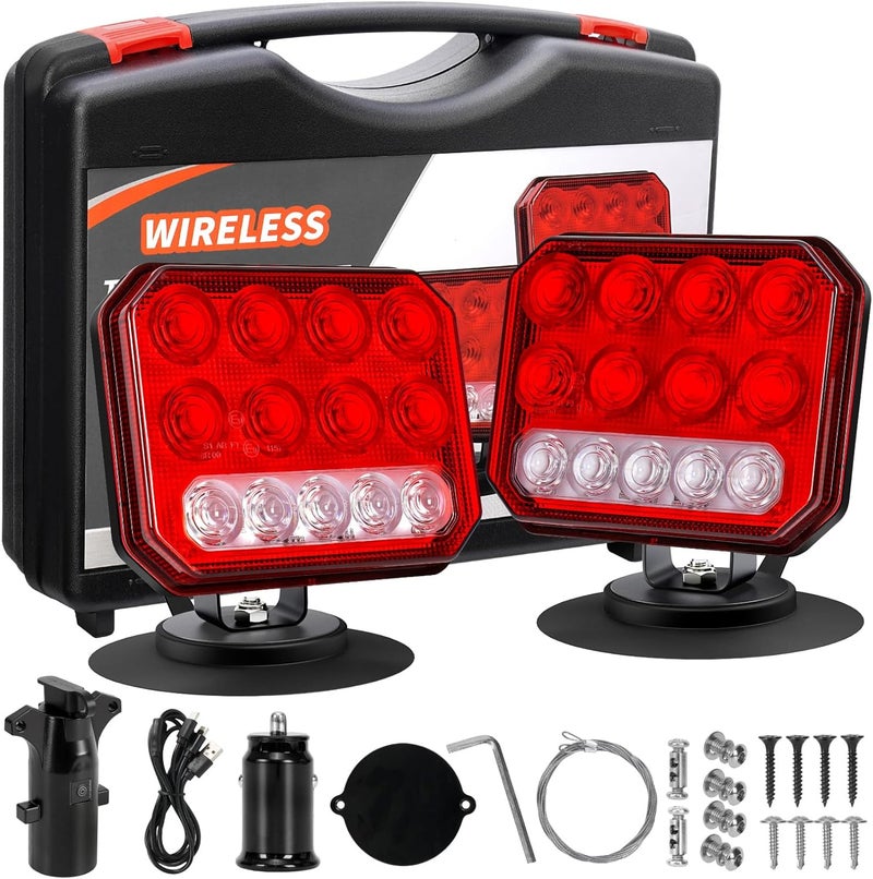 ZUNAICE Wireless Trailer Lights, Rechargeable Magnetic LED Trailer Light with Adjustable Bracket, Portable Tow Lights Kit for Trucks, Boats, RVs, Campers, IP67 Waterproof - Image 1